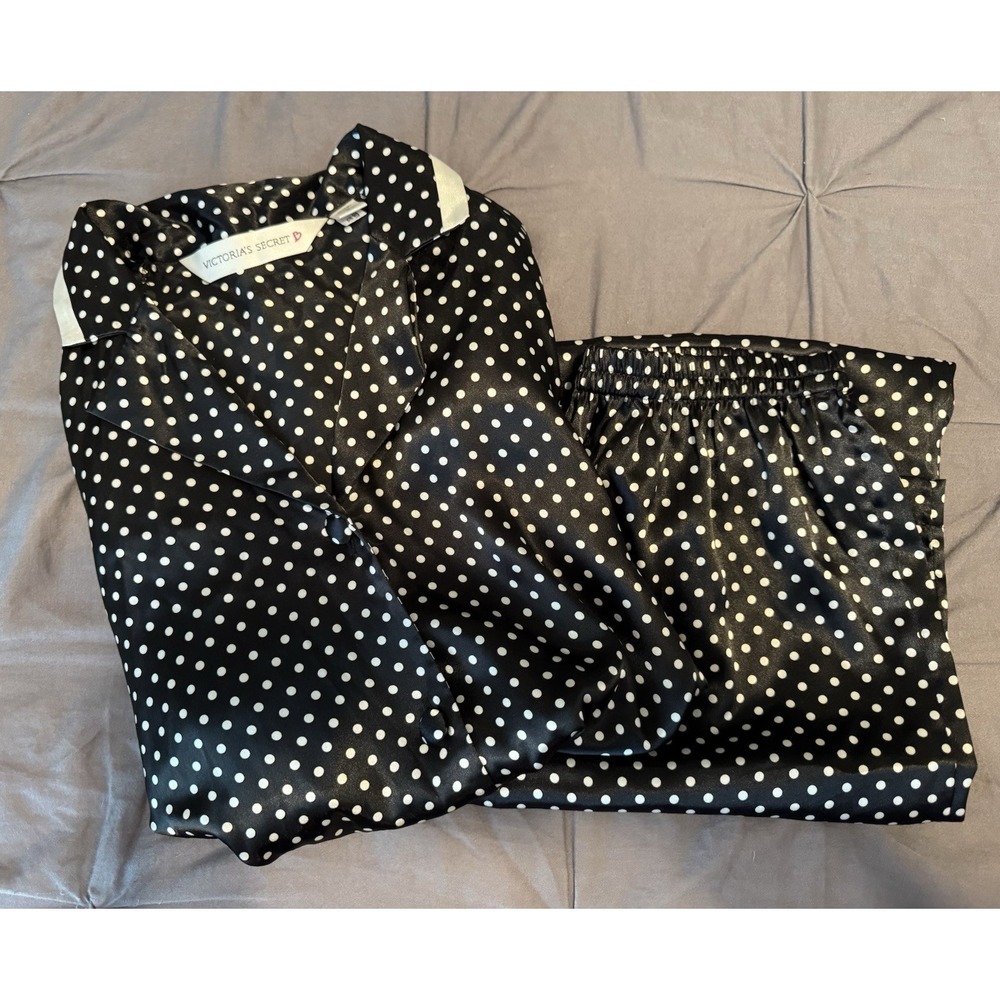 Victoria's Secret Women's Black & White Polka Dot Pajama Set Petite Medium